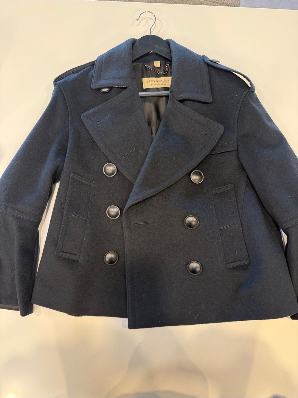 Burberry Black Double-Breasted Pea Coat